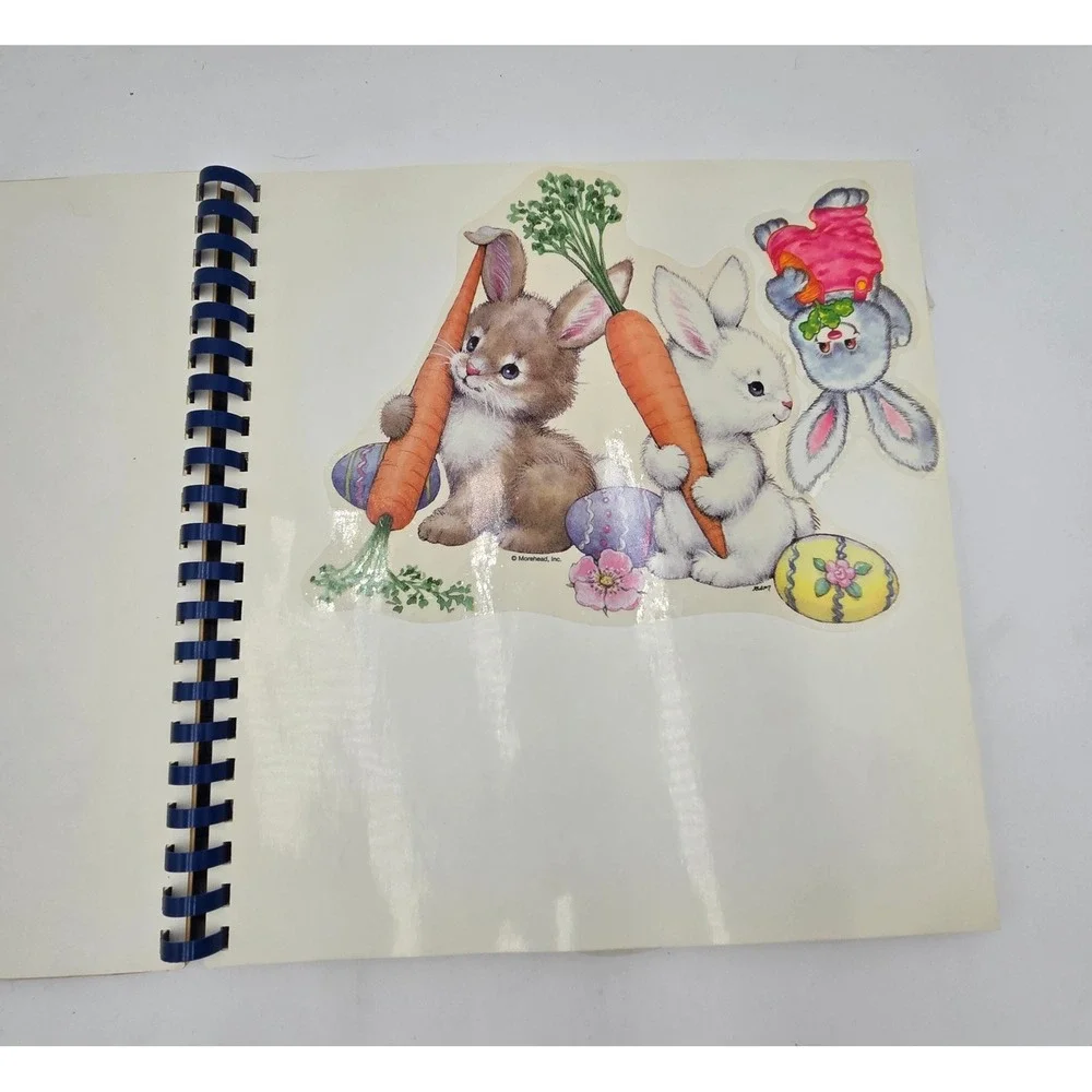 Easter and‎ Spring Vinyl Clings Storage Book Retro Bunny Chick Window Decal